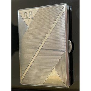 Art Deco 830 Silver Antique Cigarette Case Signed PK & Hallmarked Initial JA
